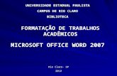 Tutorial para Formatação de Trabalhos Acadêmicos - Word 2007