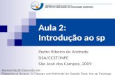 Aula 2: Introdução ao sp Pedro Ribeiro de Andrade DSA/CCST/INPE São José dos Campos, 2009 Apresentação baseada em: Pebesma & Bivand. S Classes and Methods.