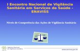 Agência Nacional de Vigilância Sanitária  I Encontro Nacional de Vigilância Sanitária em Serviços de Saúde - ENAVISS Níveis de Competência.