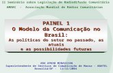 II Seminário sobre Legislação de Radiodifusão Comunitária PAINEL 1 O Modelo da Comunicação no Brasil: As políticas do setor no passado, as atuais e as.