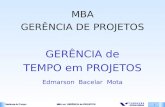 Gerência de Tempo MBA em GERÊNCIA de PROJETOS 1 MBA GERÊNCIA DE PROJETOS GERÊNCIA de TEMPO em PROJETOS Edmarson Bacelar Mota.