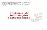 1 Sistemas de Informações Transacionais Pontifícia Universidade Católica do Rio Grande do Sul Curso: Sistemas de Informação Disciplina: Fundamentos de.