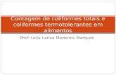 Prof a Leila Larisa Medeiros Marques Contagem de coliformes totais e coliformes termotolerantes em alimentos.