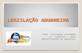 LEGISLAÇÃO ADUANEIRA PROF. ALEXANDRE BIERMANN 8.º SEMESTRE – 2010 ADMINISTRAÇÃO DE EMPRESAS.