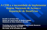 A CDB e a necessidade de implementar Regras Nacionais de Acesso e Repartição de Benefícios Braulio F. de Souza Dias Diretor de Conservação da Biodiversidade,