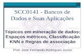 SCC0141 - Bancos de Dados e Suas Aplicações Tópicos em mineração de dados: Espaços métricos, Classificação KNN e Regras de associação Prof. Jose Fernando.
