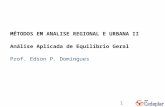 1 MÉTODOS EM ANALISE REGIONAL E URBANA II Análise Aplicada de Equilíbrio Geral Prof. Edson P. Domingues.