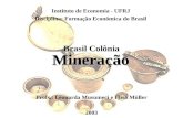 Mineração Instituto de Economia - UFRJ Disciplina: Formação Econômica do Brasil Profs.: Leonarda Musumeci e Elisa Müller 2003 Brasil Colônia.