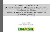 CONSULTA PÚBLICA Planos Setoriais de Mitigação e Adaptação à Mudança do Clima Plano de Mineração de Baixa Emissão de Carbono (PMBC) Recife/PE 18 de julho.