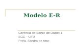 Modelo E-R Gerência de Banco de Dados 1 BCC – UFU Profa. Sandra de Amo.