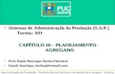Administração da Produção - Petrônio Garcia Martins e Fernando Piero Laugeni – Editora Saraiva 10 Planejamento Agregado Sistemas de Administração da Produção.