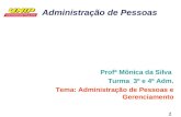 Administração de Pessoas 1 Profª Mônica da Silva Turma 3º e 4º Adm. Tema: Administração de Pessoas e Gerenciamento.