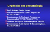 Urgências em pneumologia Prof. Antonio Carlos Lemos Doutor em Medicina e Prof. Adjunto da FAMED/UFBa Coordenador do Núcleo de Pesquisa em Pneumologia (NUPEP/ABACONTT)