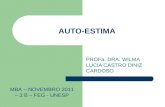 AUTO-ESTIMA PROFa. DRA. WILMA LUCIA CASTRO DINIZ CARDOSO MBA – NOVEMBRO 2011 – 3 B – FEG - UNESP.