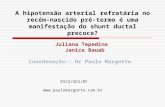 Juliana Tepedino Janice Bauab Coordenação:: Dr Paulo Margotto ESCS/SES/DF  A hipotensão arterial refratária no recém-nascido pré-termo.