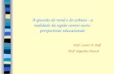 A questão do rural e do urbano - a realidade da região centro- oeste: perspectivas educacionais Prof. Leonir A. Boff Profª Jaqueline Pasuch.