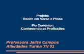 Professora Jailze Campos Atividades Turma TN 01 Projeto: Recife em Verso e Prosa Fio Condutor: Conhecendo as Profissões.