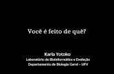Você é feito de quê? Karla Yotoko Laboratório de Bioinformática e Evolução Departamento de Biologia Geral – UFV.