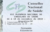 1 XVI PLENÁRIA NACIONAL DE CONSELHOS DE SAÚDE 16 à 18 de novembro de 2010 – Brasília/DF Fernando Eliotério Financiamento do SUS Regulamentação da EC –