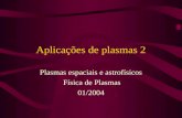 Aplicações de plasmas 2 Plasmas espaciais e astrofísicos Física de Plasmas 01/2004.