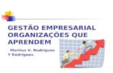 GESTÃO EMPRESARIAL ORGANIZAÇÕES QUE APRENDEM Martius V. Rodrigues Y Rodrigues.