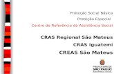 Proteção Social Básica Proteção Especial Centro de Referência da Assistência Social CRAS Regional São Mateus CRAS Iguatemi CREAS São Mateus.