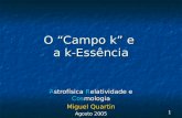 1 O Campo k e a k-Essência Astrofísica Relatividade e Cosmologia Miguel Quartin Agosto 2005.