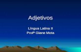 Adjetivos Língua Latina II Profª Giane Mota. Adjetivos Empregos:Adjunto adnominal Predicativo Na tradução também pode ser traduzido como: advérbio ou.