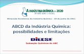 ABCD da Indústria Química: possibilidades e limitações Dimensão Econômica da Indústria Química – 10 de junho de 2011 Subseção Químicos do ABC.