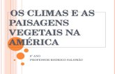O S CLIMAS E AS PAISAGENS VEGETAIS NA A MÉRICA 8º ANO PROFESSOR RODRIGO SALOMÃO.