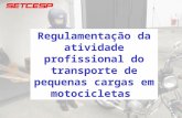 Regulamentação da atividade profissional do transporte de pequenas cargas em motocicletas.