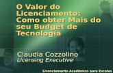 O Valor do Licenciamento: Como obter Mais do seu Budget de Tecnologia Claudia Cozzolino Licensing Executive Licenciamento Acadêmico para Escolas.