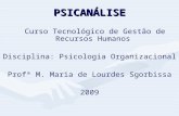 PSICANÁLISE Curso Tecnológico de Gestão de Recursos Humanos Disciplina: Psicologia Organizacional Profª M. Maria de Lourdes Sgorbissa 2009.