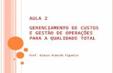 AULA 2 GERENCIAMENTO DE CUSTOS E GESTÃO DE OPERAÇÕES PARA A QUALIDADE TOTAL Prof. Glauce Almeida Figueira.