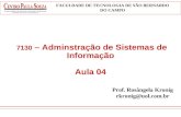 Prof. Rosângela Kronig rkronig@uol.com.br 7130 – Adminstração de Sistemas de Informação Aula 04 FACULDADE DE TECNOLOGIA DE SÃO BERNARDO DO CAMPO.