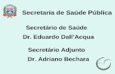 Secretaria de Saúde Pública Secretário de Saúde Dr. Eduardo DallAcqua Secretário Adjunto Dr. Adriano Bechara.