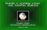Usando o sistema Linux nas tarefas diárias Cláudio Caldas musicalivre_rj@yahoo.com.br Outubro de 2006.