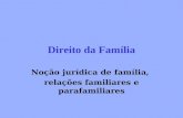 Direito da Família Noção jurídica de família, relações familiares e parafamiliares.