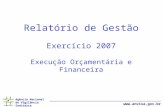 Agência Nacional de Vigilância Sanitária  Relatório de Gestão Exercício 2007 Execução Orçamentária e Financeira.