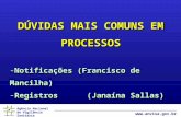 Agência Nacional de Vigilância Sanitária  DÚVIDAS MAIS COMUNS EM PROCESSOS -Notificações (Francisco de Mancilha) -Registros (Janaína Sallas)