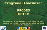 Programa Amazônia: PRODES DETER REUNIAO DE PLANEJAMENTO E AVALIAÇÃO DA OBT Campos do Jordão, 13-14 de dezembro de 2004 Dalton M. Valeriano.