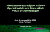 Planejamento Estratégico, Tático e Operacional de uma Comunidade Virtual de Aprendizagem Ciclo de cursos ABED - 2006 Silvia Fichmann São Paulo, junho 2006.