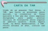 CARTA DA TAM Vinda de um pequeno Táxi Aéreo, a TAM, que havia se projetado nesse mercado, se credenciou de forma marcante e foi uma das cinco empresas.