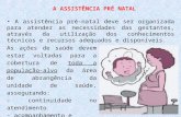 A ASSISTÊNCIA PRÉ NATAL A assistência pré-natal deve ser organizada para atender as necessidades das gestantes, através da utilização dos conhecimentos.