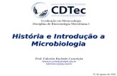 História e Introdução a Microbiologia Prof. Fabricio Rochedo Conceição fabricio.rochedo@ufpel.edu.br fabriciorc@pop.com.br 31 de agosto de 2010 Graduação.