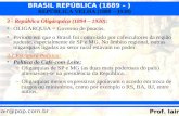 BRASIL REPÚBLICA (1889 – ) Prof. Iair iair@pop.com.br REPÚBLICA VELHA (1889 – 1930) 3 - República Oligárquica (1894 – 1930): OLIGARQUIA = Governo de poucos.