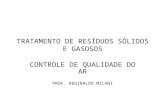 TRATAMENTO DE RESÍDUOS SÓLIDOS E GASOSOS CONTROLE DE QUALIDADE DO AR PROF. REGINALDO MILANI.