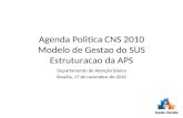 Agenda Politica CNS 2010 Modelo de Gestao do SUS Estruturacao da APS Departamento de Atenção Básica Brasília, 17 de novembro de 2010.