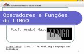 1 Operadores e Funções do LINGO Prof. André Marcato Livro Texto: LINGO – The Modeling Language and Optimizer.