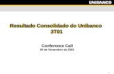 1 Resultado Consolidado do Unibanco 3T01 Conference Call 09 de Novembro de 2001 Resultado Consolidado do Unibanco 3T01.
